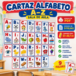 Cartaz Alfabeto A–Z — Sala de Aula 57 × 80,7 cm
