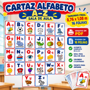 Cartaz Alfabeto A–Z — Sala de Aula 0,76 × 1,08 m