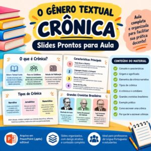 O Gênero Textual Crônica — Slides Prontos para Aula